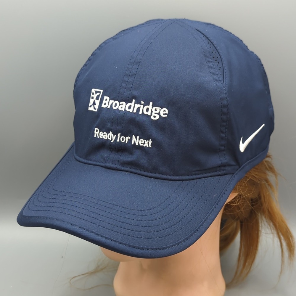RARE Broadridge Financial Solutions x Nike Featherlight Hat Cap Authentic Navy